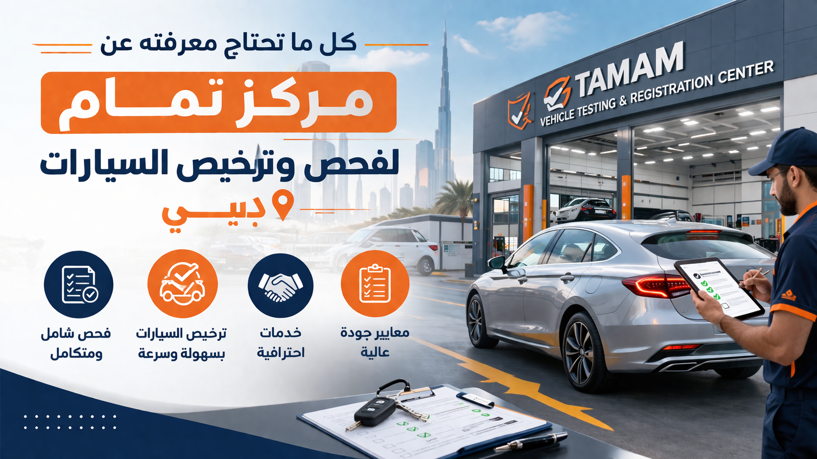 مركز تمام لفحص وترخيص السيارات دبي