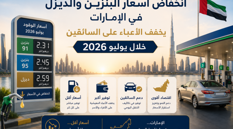 انخفاض أسعار البنزين والديزل في الإمارات يوليو 2026